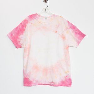 Tie Dyed Bleach dyed T-shirt, pink, orange, yellow